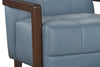 Enzo 26" Genuine Leather Accent Chair with Biscuit Tufting, Track Arms and Wood Legs - Blue | Fauteuil d’appoint Enzo de 26 po en cuir véritable avec capitonnage en biscuit, accoudoirs rectilignes et pattes en bois - bleu