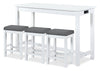 Table de salle moderne Noah de 60 po avec 3 tabourets de hauteur comptoir et ports USB - blanche