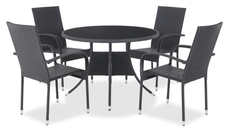 Chaise Arizona pour la terrasse à l’extérieur - osier en résine tressé à la main, résistante aux rayons UV et aux intempéries - noire