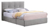 Amos Upholstered Storage Bed in Grey Fabric with Tufted Headboard & 3 Built-in Drawers - King Size | Lit de rangement Amos rembourré en tissu gris avec tête de lit capitonnée et 3 tiroirs intégrés - format très grand lit
