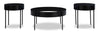 Moira 36” Modern 3-Pack Round Coffee + 2 End Tables - Black | Ensemble de 3 tables modernes Moira de 36 po, table à café et 2 tables de bout - noir