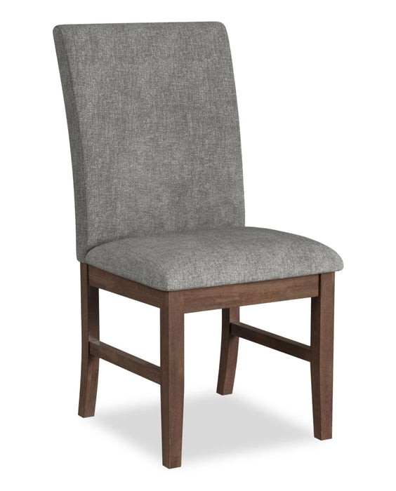 Chaise de salle à manger Rain avec siège et dossier rembourrés en tissu - grise