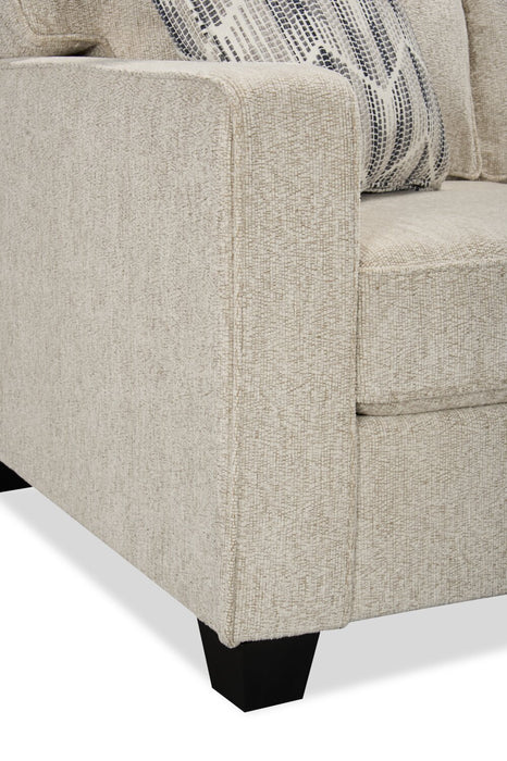 Sofa Lennox de 79 po fabriqué au Canada en tissu de chenille avec coussins réversibles et coussins décoratifs - taupe