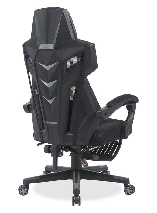 Fauteuil de jeu ergonomique Sparrow de 28,3 po avec coussin lombaire et repose-pieds - noir