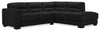 Sofa sectionnel de droite Citadel 2 pièces en cuir véritable de qualité supérieure avec pattes en bois - noir