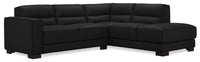  Sofa sectionnel de droite Citadel 2 pièces en cuir véritable de qualité supérieure avec pattes en bois - noir