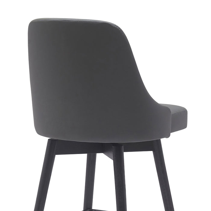 Tabouret Nash de hauteur comptoir en tissu de cuir végétalien, bois et en métal avec siège pivotant - anthracite
