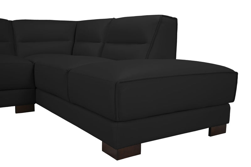 Sofa sectionnel de droite Citadel 2 pièces en cuir véritable de qualité supérieure avec pattes en bois - noir