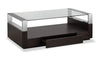 Perrin 50" Modern Glass Top Coffee Table with Storage and Shelf - Graphite | Table à café moderne Perrin de 50 po avec dessus de table en verre, rangement et tablette - graphite