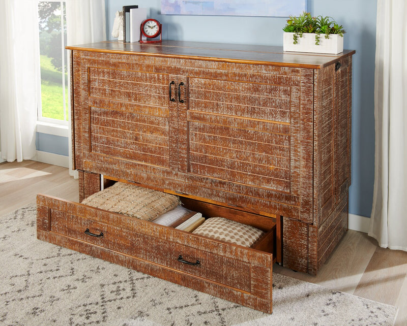 Lit escamotable Parker, marron vieilli -  format grand lit