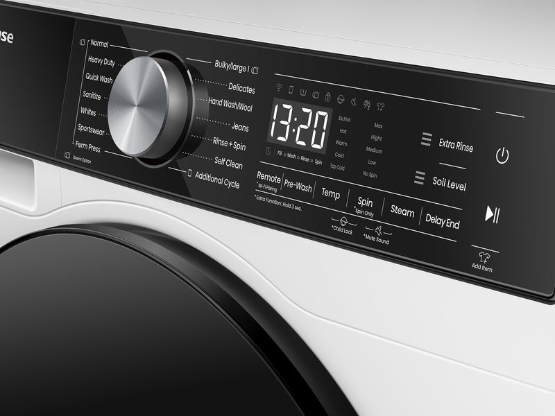 Laveuse Hisense à chargement frontal de 3,1 pi3 et de 24 po avec lavage à la vapeur - blanche - WF5S2845BW