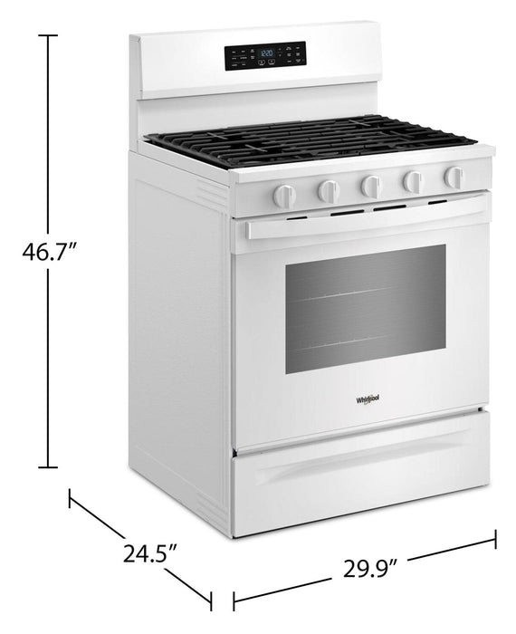 Cuisinière à gaz Whirlpool de 5,0 pi3 avec cuisson à air – blanche - WFGS5730SW