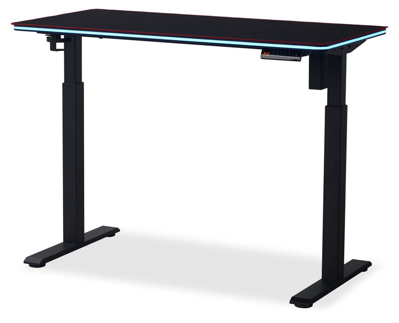 Bureau de jeu Finch de 47 po avec réglage électrique de la hauteur et éclairage à DEL RVB - noir