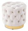 Adell 17" Round Fabric Ottoman with Gold Base - White | Pouf rond Adell de 17 po en tissu avec base dorée - blanc