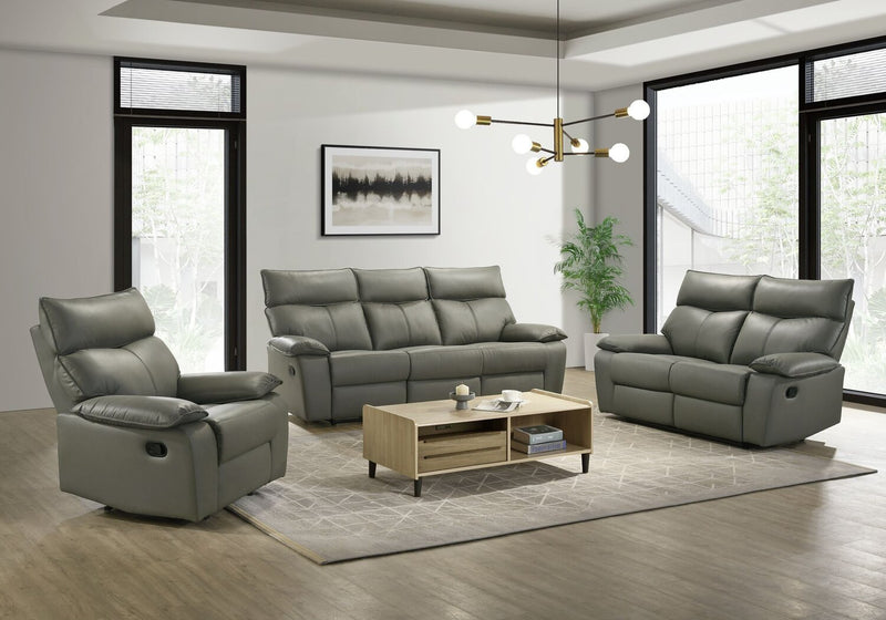 Fauteuil inclinable Matteo de 42 po en cuir véritable - gris Aviarah