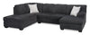 Made in Canada Morgan 2-Piece Left-Facing Chenille Fabric Wrap Sectional with Accent Pillows - Grey | Sofa sectionnel en U de gauche Morgan 2 pièces fabriqué au Canada en tissu de chenille avec coussins décoratifs - gris