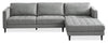 Sofa sectionnel de droite Metro 2 pièces en tissu avec fauteuil long et coussins de siège capitonnés - gris