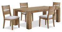 Ensemble de salle à manger Lotus 5 pièces en bois avec table de 82 po (L) et 4 chaises à dossier à lattes - naturel