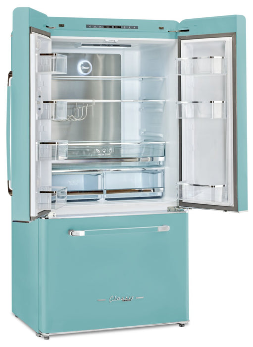 Réfrigérateur Classic Rétro par Unique de 36 po et de 21,4 pi3 de profondeur comptoir - turquoise brume marine - UGP-595L T AC