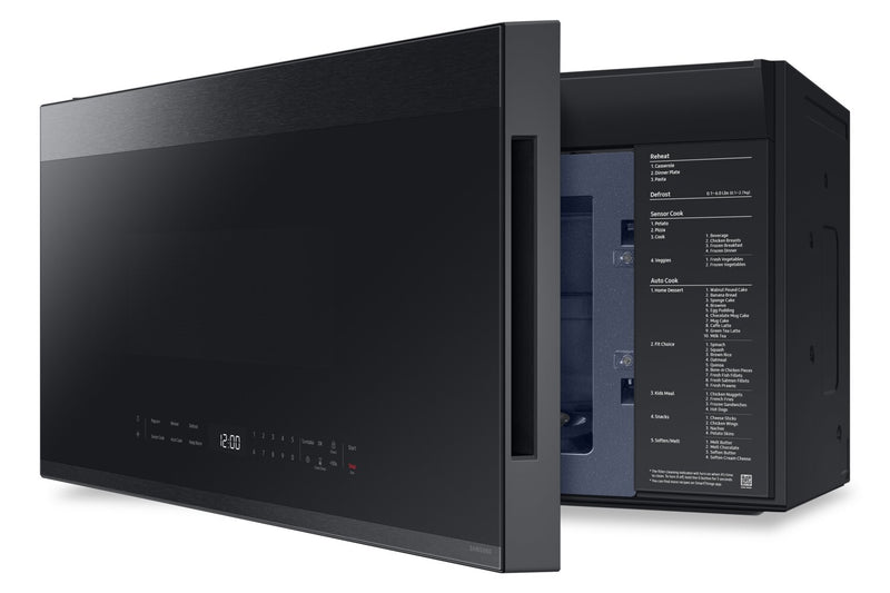 Four à micro-ondes à hotte intégrée Samsung de 2,1 pi³ avec 400 pi³/min et commandes tactiles en verre - noir mat - ME21DG6500MTAC
