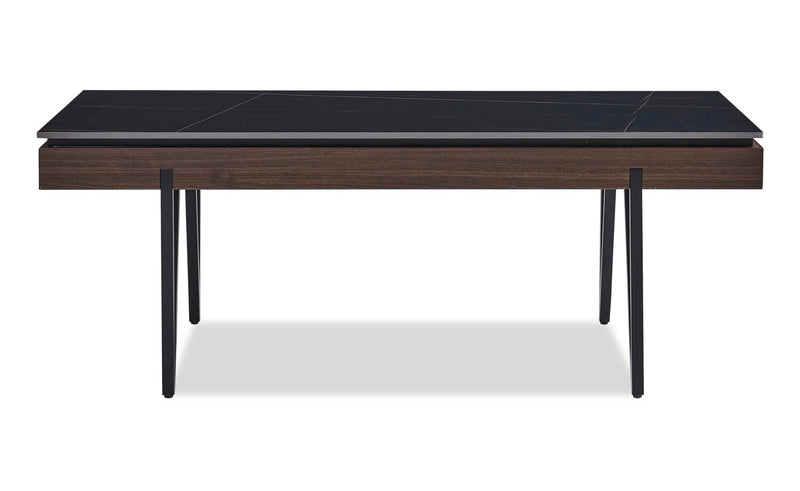 Table à café moderne Juno de 48 po avec dessus en pierre frittée - noire