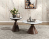Alwin 19.5” Modern Round End Table with White Sintered Stone Top - Brown | Table de bout ronde moderne Alwin de 19,5 po avec dessus en pierre frittée blanche - brune