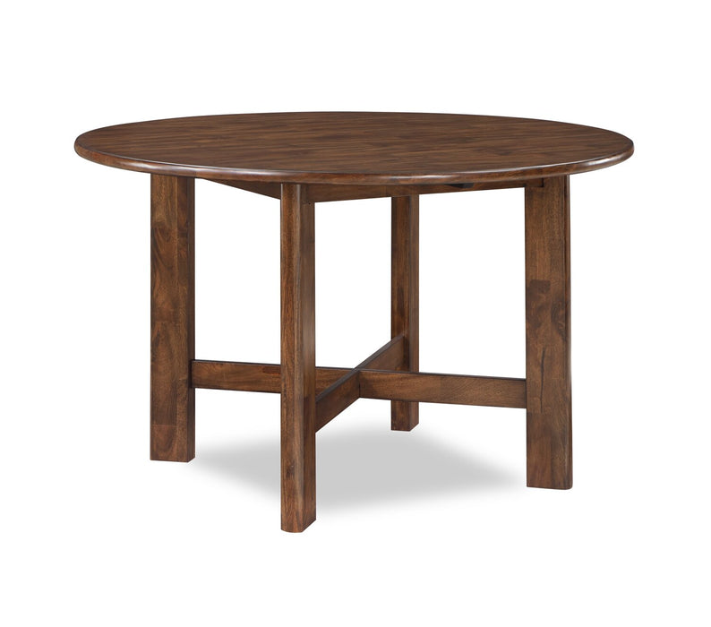 Table de salle à manger ronde Vale de 48 po (l) en bois - brune