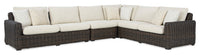 Ensemble Halifax 4 pièces pour la terrasse à l’extérieur avec 2 causeuses, fauteuil sans accoudoirs et fauteuil en coin - brun et beige