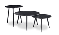 Ensemble 3 tables modernes Delancey de 31,5 po (table à café et 2 tables de bout) - noir