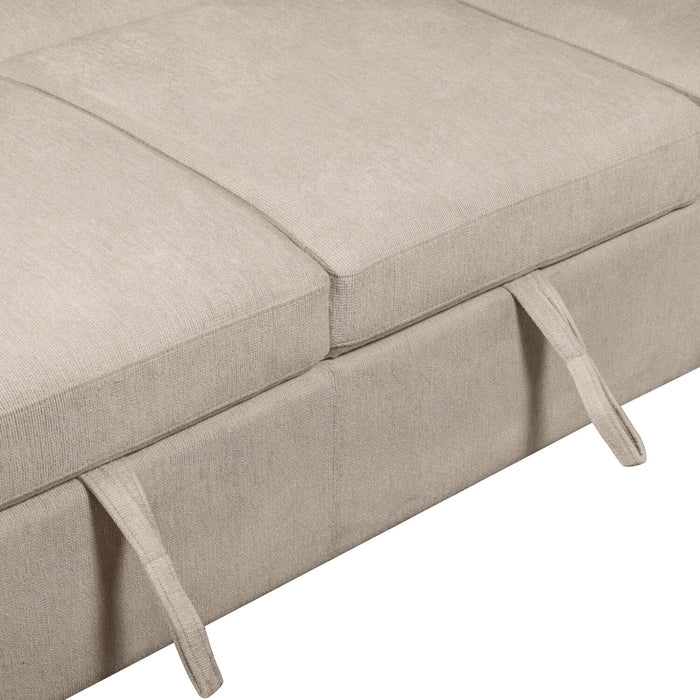 Sofa-lit sectionnel de droite Envy 2 pièces en tissu de chenille avec fauteuil long de rangement - beige amande