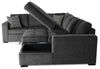Made in Canada Legend 4-Piece Right-Facing Chenille Fabric Sleeper Sectional with Storage Chaise - Pepper Grey | Sofa-lit sectionnel de droite Legend 4 pièces fabriqué au Canada en tissu de chenille avec fauteuil long de rangement - gris poivre