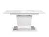 Naya Dining Table, 63-78.75"W Self-Storing Butterfly Leaf, Metal, Glass, Faux Marble – White | Table de salle à manger Naya de 63 po à 78,75 po (L) avec papillon se rangeant sous la table, en métal, en verre en imitation de marbre - blanche