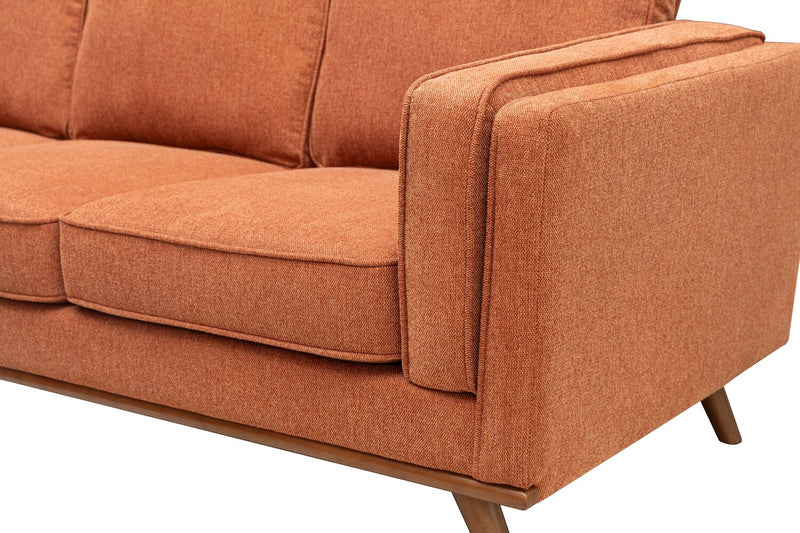 Sofa sectionnel Kassia de Kort & Co. 2 pièces en tissu d’apparence lin avec base et pattes en bois - orange