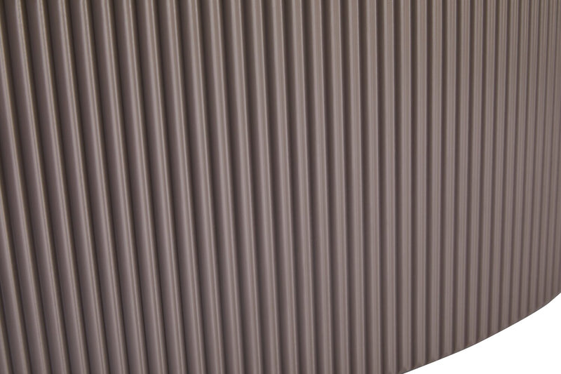 Table à café ronde moderne Circa de 31,5 po avec dessus en pierre frittée blanche, rangement et roulettes - taupe-gris