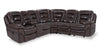 Leo 6-Piece Genuine Leather Reclining Sectional with Storage Console and Dual Cupholders - Walnut Brown | Sofa sectionnel inclinable Leo 6 pièces en cuir véritable avec console de rangement et 2 porte-gobelets - brun noyer
