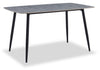 Table de salle à manger Arlo de 55 po (L) en métal avec dessus en pierre frittée - grise et noire
