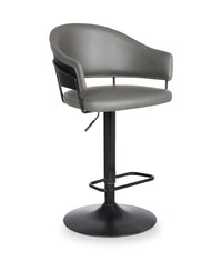  Tabouret 24.5-32.5 po bar Odin en tissu de cuir végétalien et en métal avec siège pivotant et réglable - gris