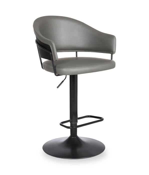 Tabouret 24.5-32.5 po bar Odin en tissu de cuir végétalien et en métal avec siège pivotant et réglable - gris