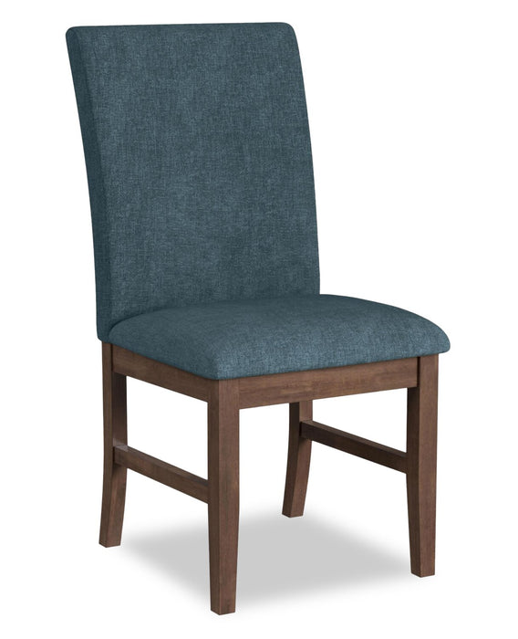 Ensemble de salle à manger Rain 7 pièces avec table de 72 po (L) et 6 chaises bleues - bleu et brun