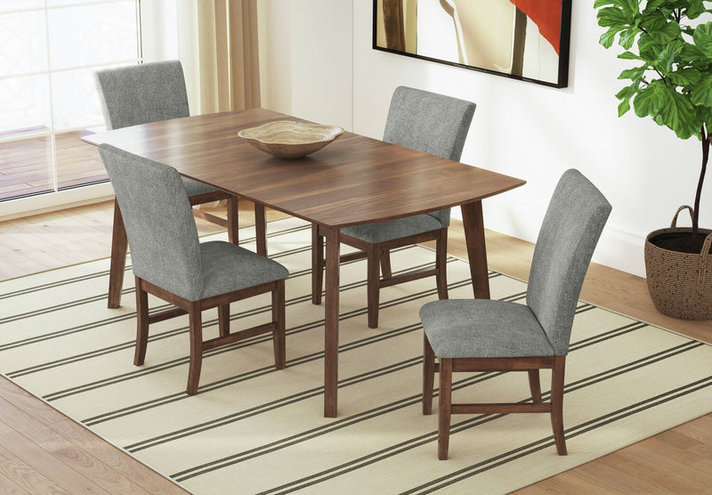 Chaise de salle à manger Rain avec siège et dossier rembourrés en tissu - grise