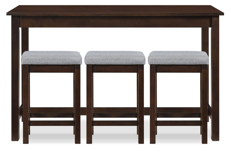Table de salle moderne Noah de 60 po avec 3 tabourets de hauteur comptoir et ports USB - espresso