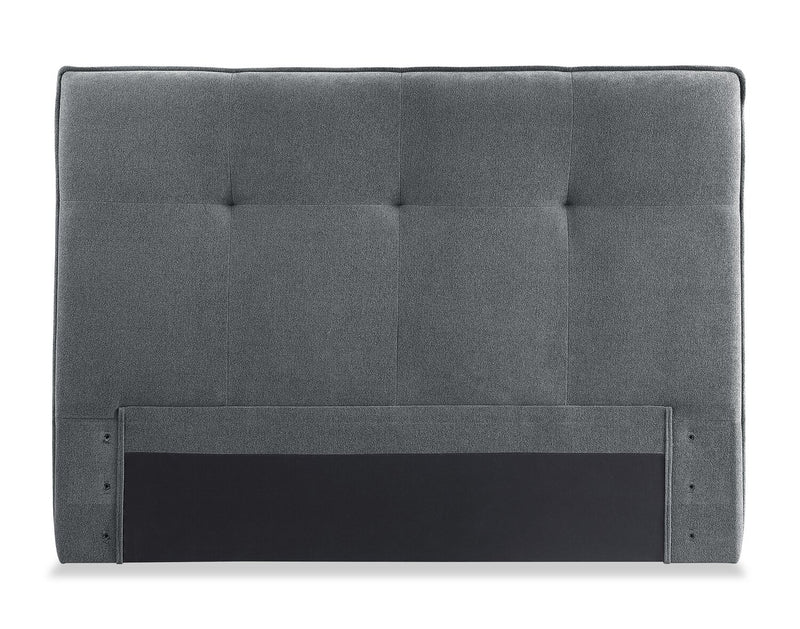 Tête de lit rembourrée Amos en tissu anthracite capitonné - format grand lit