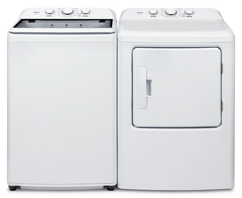 Laveuse à chargement par le haut de 4,5 pi³ avec agitateur et sécheuse électrique de 7,0 pi³ de Midea - blanches 