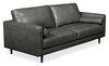 Edge 86" Genuine Leather Sofa with Wood Legs and Removable Back Cushions - Grey | Sofa Edge de 86 po en cuir véritable avec pattes en bois et coussins de dossier amovibles - gris
