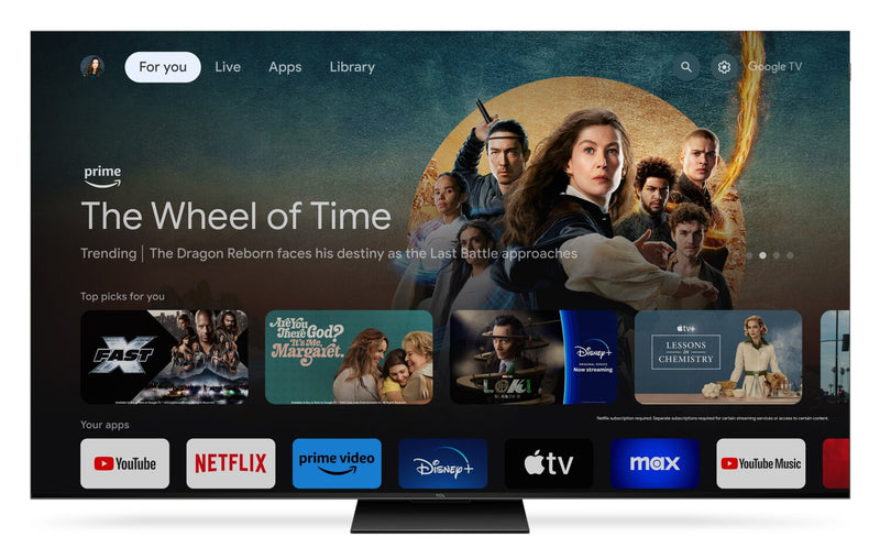 Téléviseur intelligent QLED à mini DEL de TCL UHD 4K de 85 po à 120 Hz avec HDR Ultra, FreeSyncMC AMD et Google TVMC (85QM751G)