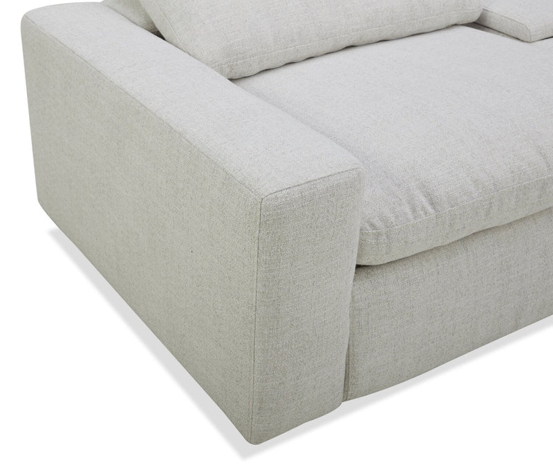 Sofa sectionnel à inclinaison électrique modulaire Sky 6 pièces en tissu avec console et coussins en duvet et plumes - blé Nathan