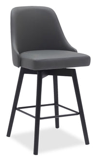  Tabouret 26 po Nash de hauteur comptoir en tissu de cuir végétalien, bois et en métal avec siège pivotant - anthracite