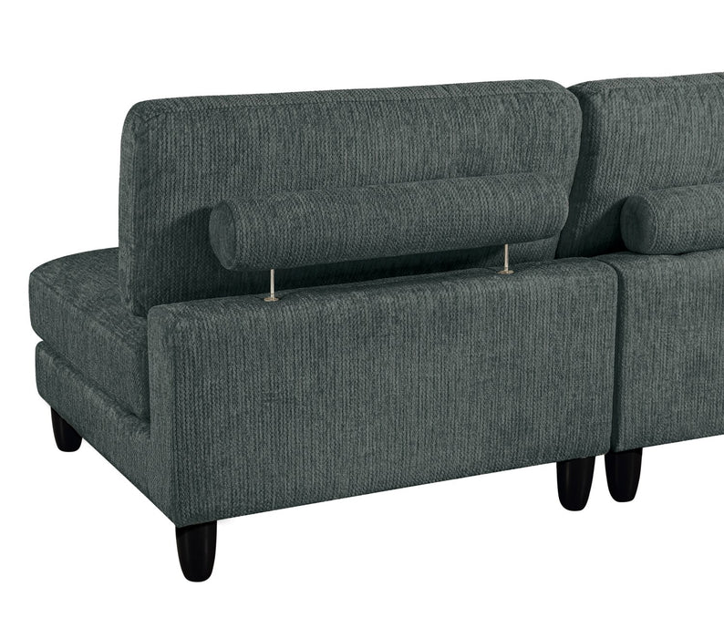 Sofa sectionnel modulaire Lounge 5 pièces en chenille - gris