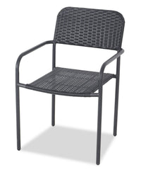 Chaise bistro Paris pour la terrasse à l’extérieur - osier en résine tressé à la main, résistante aux rayons UV et aux intempéries - noire