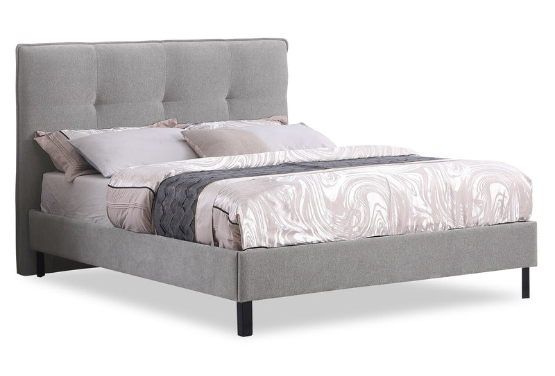 Tête de lit rembourrée Amos en tissu gris capitonné - format grand lit